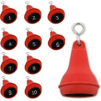 Combicraft Peervormige sleutelhangers 10 stuks (+ gravering 1 t/m 10) - Rood