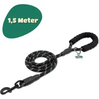 Mister Mill Reflecterende Hondenriem 150 cm - Zwart - Honden Riem - Hondenlijn - Honden Lijn