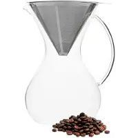 Migros Pour Over Koffiepot - Koffiezetter - Koffie Opgietkan - Glas - Rvs - 600Ml