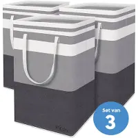 Vicon Draagbare Wasmand met versterkte handgrepen - 3 x 75L inhoud - Waszakken - Wassorteerder - Organizer kleding - Wasbox