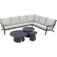 Van der Garde Tuinmeubelen VDG Santos/Velora loungeset - loungebank - antraciet 4-delig