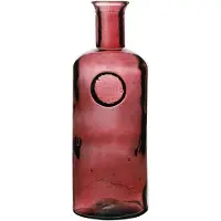 Natural Living Bloemenvaas Olive Bottle - robijn rood transparant - glas - D13 x H27 cm - Fles vazen - Vazen
