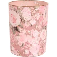 Baroque - Waxinelichtjeshouder - Waxinelichthouder Bloemenprint 12,5 cm - Roze - Glas - 12.5x10x10 - Glass