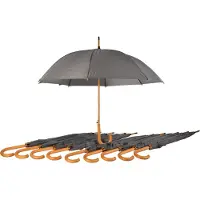 Discountershop Paraplu 10 stuks - Set van 10 Grijze Opvouwbare Paraplu's met Houten Handvat - Voor Heren en Dames| 98cm Diameter | Windproof & Automatisch