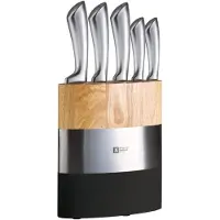 Richardson Sheffield - Fusion 5-delige Messenset met Messenblok - Naturel Hout & Zwart