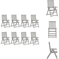vidaXL Verstelbare Stoelenset - Acaciahout - 57 x 69 x 110 cm - Greywash - Tuinstoel