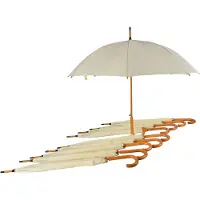 Discountershop Paraplu 10 stuks - Opvouwbare Paraplu met Houten Handvat - Set van 10 - White Vanille - Kamperen & Outdoor | Automatisch & Windproof | 98cm Diameter | Geïnspireerd door Royal Ascot Races