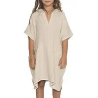 Lalay Strandponcho ZigZag beige van Lalay - maat 2-3 jaar t/m 10-11 jaar