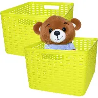 PlasticForte Opbergmand - 4x - Kastmand - rotan kunststof - limegroen - 18 Liter - 29 x 39 x 20 cm