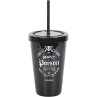 Something Different - Deadly Poison Plastic Tumbler with Straw Reisbeker - Zwart