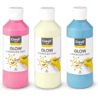 Creall Glow in the darkverf in 3 kleuren blue, red/pink en green/yellow a 250ml