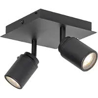 QAZQA Moderne badkamer spot zwart vierkant 2-lichts IP44 - Ducha
