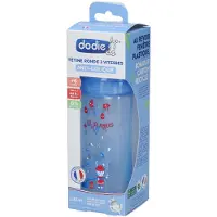 Dodie biberon initiation+ 330ml bleu pompier +6 mois tétine ronde 3 vitesses débit 3