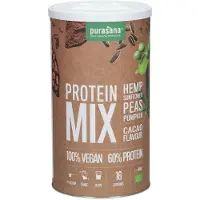 Purasana Vegan Erwt Hennep Zonnebloem Pompoen Proteine Mix Cacao Bio 400 Gr