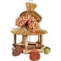 Best for birds voedertafel hangend rieten dak inclusief voer 28x28x39 cm