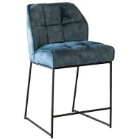 Bronx Velvet barkruk Janna blauw 70 cm