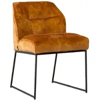 Livin24 Velvet eetkamerstoel Janna okergeel/cognac