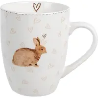Clayre & Eef Mok 350 ml Wit Bruin Porselein Konijn Drinkbeker Wit Drinkbeker