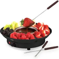 Mikamax Electric Fondue Set - 260 ml Elektrische Fonduepan Roestvrij staal met 2 Vorkjes