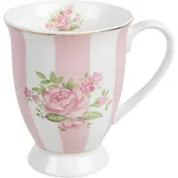 Clayre & Eef Mok 300 ml Roze Paars Porselein Rozen Drinkbeker Roze Drinkbeker