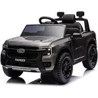 Vrooomy Ford Ranger 12V Elektrische Kinderauto 1 tot 6 jaar – Officieel Gelicentieerd Accuvoertuig met Lithium Batterij & Afstandsbediening – Luxe Pick-up met Lederen Zitje, Bluetooth & Schokdempers – Grijs