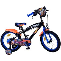 Volare Hot Wheels Kinderfiets - Jongens - 16 inch - Zwart Oranje Blauw - Twee Handremmen