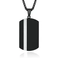 TJ Tom Jaxon Tom Jaxon Stalen Herenketting met Zwarte Dogtag Hanger - 60cm