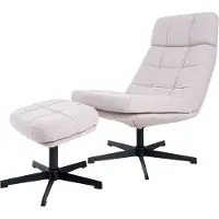 Home67 Fauteuil aiden + hocker bouclé naturel