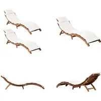vidaXL Ligstoelen met kussens 2 st massief acaciahout crèmewit - Ligstoel - Ligstoelen - Zonnebed - Tuin Ligstoel