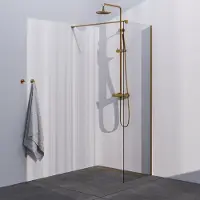 Brauer Season inloopdouche model C helder glas 70x200 incl. glascoating goud geborsteld
