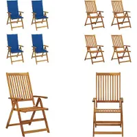 vidaXL Tuinstoelen 4 st verstelbaar met kussens massief acaciahout - Tuinstoel - Tuinstoelen - Tuin Stoel - Tuin Stoelen