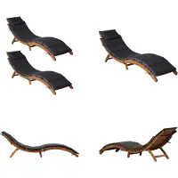vidaXL Ligstoelen met kussens 2 st massief acaciahout donkergrijs - Ligstoel - Ligstoelen - Zonnebed - Tuin Ligstoel