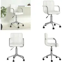 vidaXL Draaibare bureaustoel, wit, kunstleer - Bureaustoel - Bureaustoelen - Stoel - Stoelen
