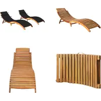 vidaXL Ligbedden 2 st met kussens massief acaciahout - Zonnestoel - Zonnestoelen - Zonnebed - Zonnebedden