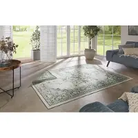 Flycarpets Omkeerbaar Buitenkleed / Vloerkleed - Borbon - Groen / Creme - Laagpolig Tuintapijt / Buitentapijt / Tuinkleed - 80x150 cm