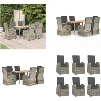 vidaXL 7-delige Tuinset met kussens poly rattan grijs - Tuinset - Tuinsets - Tuin Set - Tuinmeubelset