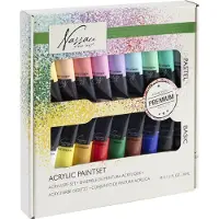 Nassau Hobbyverf Acrylverf Set 18pcs - 36ml Verf Tubes - Acrylverf Kinderen en Volwassenen - 9 Pastel & 9 Basis Kleuren - Verf Kinderen Knutselen - Kinder Verf Set