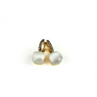 Sophie Zilveren oorringen oorbellen geelgoud verguld model pomellato met witte steen