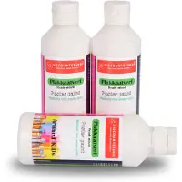 Merkloos Witte Plakkaatverf Set 3x Elke Set 250 ml Verf op Waterbasis met Ondoorzichtige Consistentie 5cm Breedte 16cm