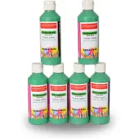 Merkloos Plakkaatverf Set 6x Groen 250 ml Per Fles Waterbasis Ondoorzichtig 5cm x 16cm Hoge Pigmentatie Geschikt voor