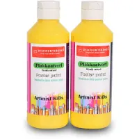 Merkloos Premium Gele Plakkaatverf Set Van 2 5cm Breed 16cm Hoog Levendige en Rijke Pigmentatie 250 ml Elke Fles