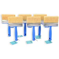 Merkloos 6x Blokkwast Muurverfkwast Kwast Verfkwast blauw Schilderkwast Geschikt voor watergedragen en oliegedragen
