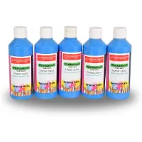 Merkloos Betoverende Blauwe Plakkaatverf Set 5-Delig 5cm x 16cm Maximaal 250 ml Per Fles Levendige Kleuren Gebruiksklaar