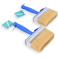 Merkloos 2x Blokkwast Muurverfkwast Kwast Verfkwast blauw Schilderkwast Geschikt voor watergedragen en oliegedragen
