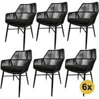 AVH-Collectie Set van 6 Chianti dining tuinstoel zwart rope