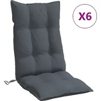 vidaXL Stoelkussens 6 st hoge rug oxford stof antracietkleurig