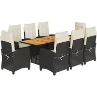 vidaXL 9-delige Tuinset poly rattan zwart