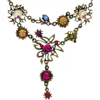 Behave Korte Ketting - Kleurrijke Stenen Hanger - Nikkelvrij - Verstelbaar