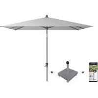 Platinum Riva stokparasol 2.5x2.5 - Light Grey met voet en hoes