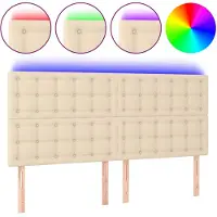 vidaXL Hoofdbord LED 180x5x118/128 cm stof crèmekleurig